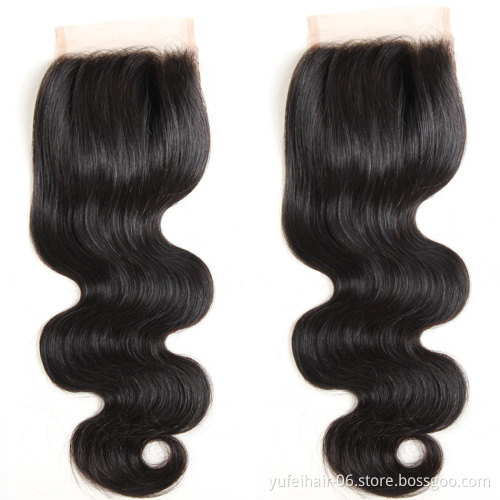 YF Factory Wholesale Transparent Lace and HD Lace 5*5 6*6 7*7 Closure 100% Unprocessed Brazilian Virgin Hair Natural Black